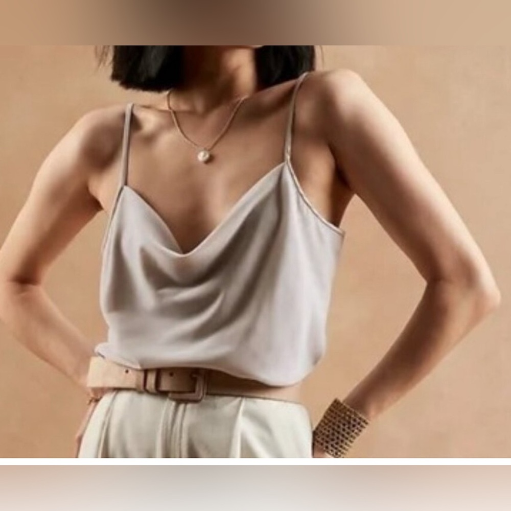 NWOT Neutral Velvet Cream Cowl Neck  Cami Top - Feminine Romantic